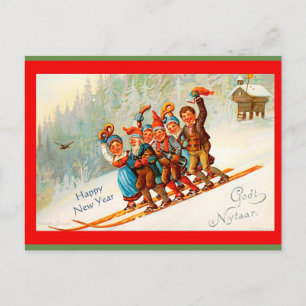 Vintage dansk Gott nytt år eller Godt Nytaar Image Vykort