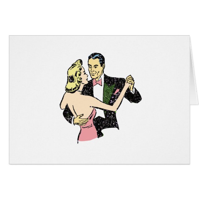 vintage danspar par hälsningskort (Framsidan Horizontal)