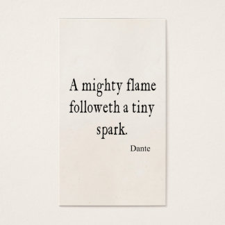 Vintage Dante Mighty Flame Tiny Spark Citat Visitkort
