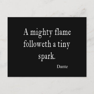 Vintage Dante Mighty Flame Tiny Spark Citat Vykort