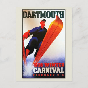 Vintage Darthmouth vinterkarnival ski ad Vykort