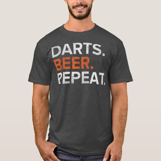 Vintage Darts Beer Repeat Funny Distressed T Shirt (Framsida)