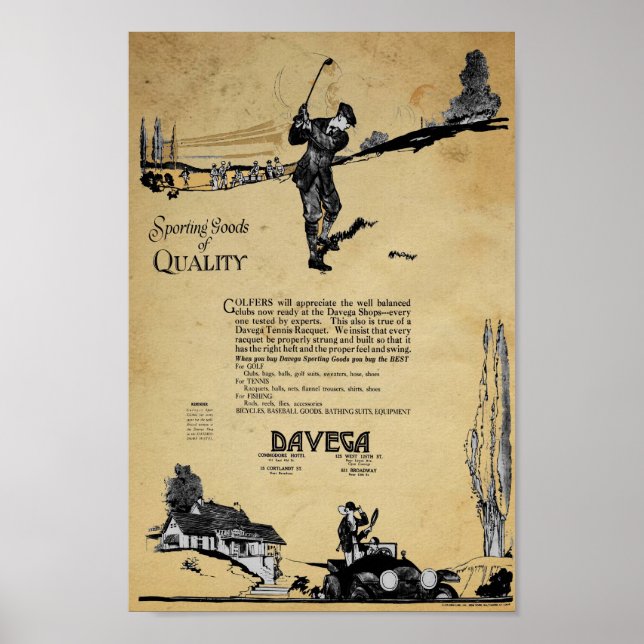 Vintage Davega Sport Goods Ad Poster (Framsidan)