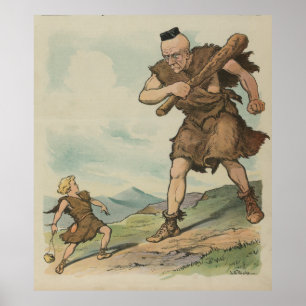 Vintage David mot Goliath Illustration (1905) Poster