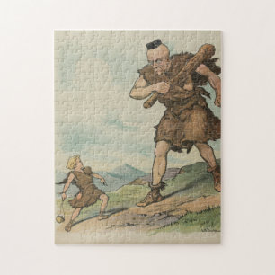 Vintage David mot Goliath Illustration (1905) Pussel