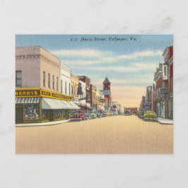 Vintage Davis Street, Culpeper, Virginia Vykort
