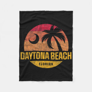 Vintage Daytona Beach Florida Handflatan Träd Suns Fleecefilt
