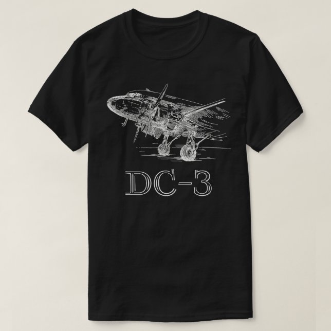 Vintage DC3 Sketched Airplane Flygplan Gift T Shirt (Design framsida)
