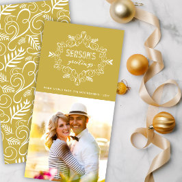 Vintage Deco Foliage Ram Season Hälsning Photo Julkort