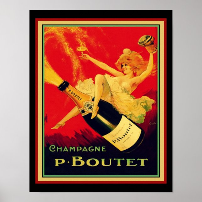 Vintage Deco " P. Boutet" Champagne Poster (Framsidan)