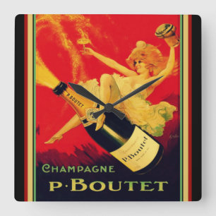 Vintage Deco " P. Boutet" Champagne Wall Clock Fyrkantig Klocka