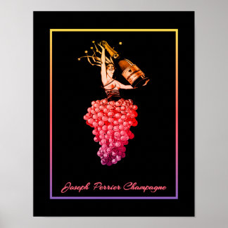 Vintage, deco, perrier Champagne Ad Poster