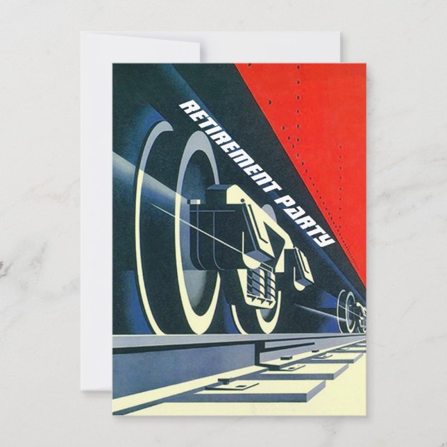 Vintage Deco Tåg spårar Pension RR-inbjudan Inbjudningar (Framsida)