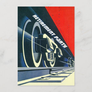 Vintage Deco Tågspår Pensionering RR Inbjudan
