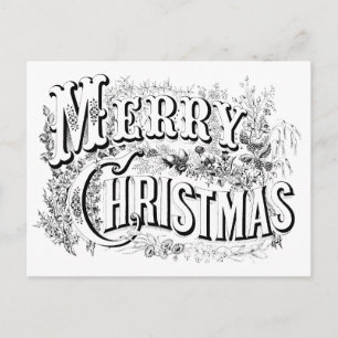 Vintage Decorative God jul Färg Me-skript Vykort