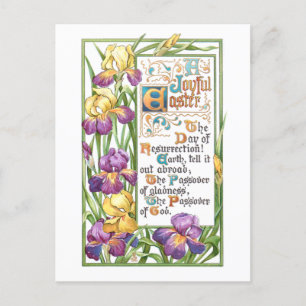 Vintage Decorative Påsk Hymn Text med iriser Helg Vykort