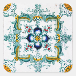 Vintage Decorative Victorian Art nouveau Tile Fyrkantigt Klistermärke