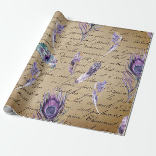 Vintage Decoupage Bird Feather Ephemera Presentpapper