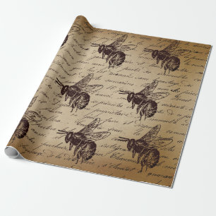 Vintage Decoupage Honungsbi Presentpapper