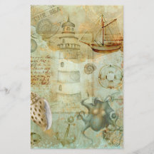 Vintage decoupage-skrapbokspapper med havslivsmoti