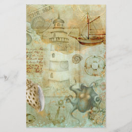 Vintage decoupage-skrapbokspapper med havslivsmoti