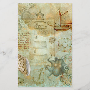 Vintage decoupage-skrapbokspapper med havslivsmoti