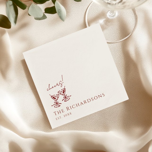 Vintage Deep Burgundy Martini Old Money Wedding Pappersservett (Skapare uppladdad)