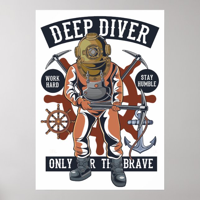 Vintage Deep Diver Poster (Framsidan)