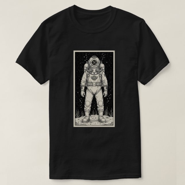 Vintage Deep Sea Diver Illustration T Shirt (Design framsida)