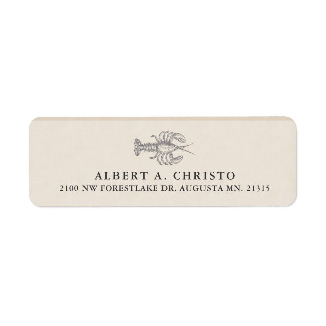 Vintage Deep Sea Lobster | RETURADRESS Returadress Etikett (Framsidan)