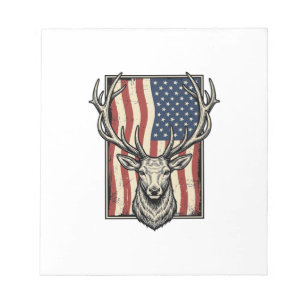 Vintage Deer Amerikansk Flagga Jakt Tröja Design_1 Anteckningsblock