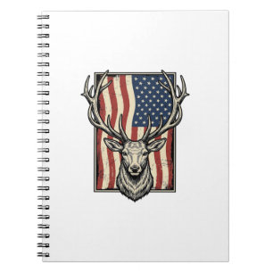 Vintage Deer Amerikansk Flagga Jakt Tröja Design_1 Anteckningsbok