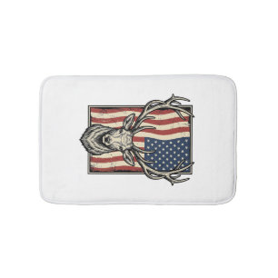 Vintage Deer Amerikansk Flagga Jakt Tröja Design_1 Badrumsmatta