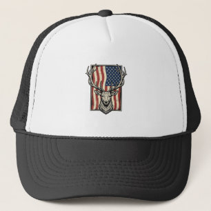 Vintage Deer Amerikansk Flagga Jakt Tröja Design_1 Keps
