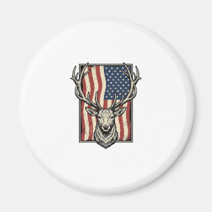 Vintage Deer Amerikansk Flagga Jakt Tröja Design_1 Magnet