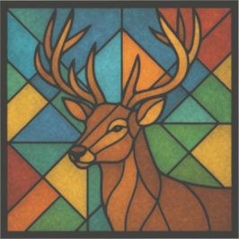 Vintage Deer Tiffany Style Stained Glass Design Klistermärken