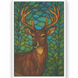 Vintage Deer Tiffany Style Stained Glass Design Klistermärken