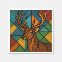 Vintage Deer Tiffany Style Stained Glass Design