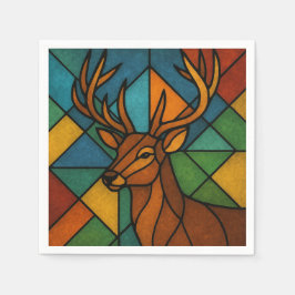 Vintage Deer Tiffany Style Stained Glass Design Pappersservett