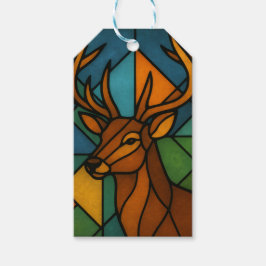 Vintage Deer Tiffany Style Stained Glass Design Presentetikett