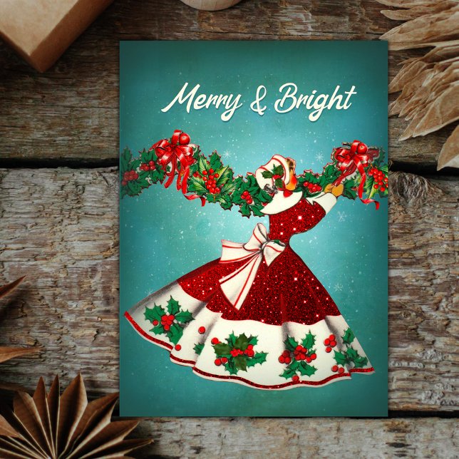 Vintage dekoration Red glitter Inbjudningar (Skapare uppladdad)