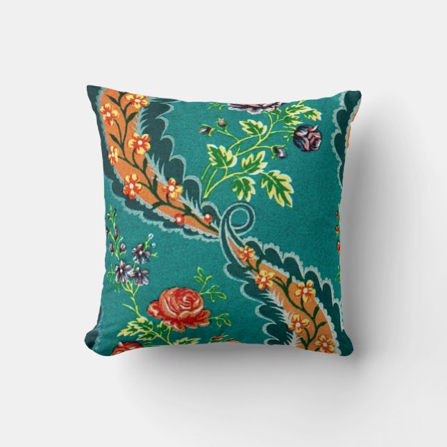 Vintage dekorativ färgrik fransk blomsterdesign kudde (Framsida)