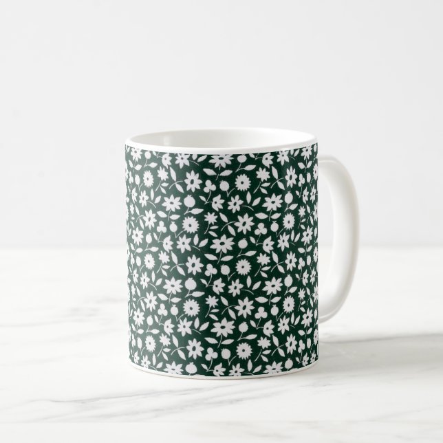Vintage dekorativ tät blomsterdesign kaffemugg (Framsida höger)