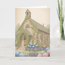 Vintage dekorerad charmerande kyrka av land-sten kort