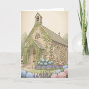 Vintage dekorerad charmerande kyrka av land-sten kort