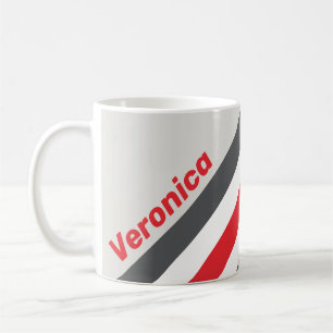 Vintage delade vingspetsränder med namn kaffemugg