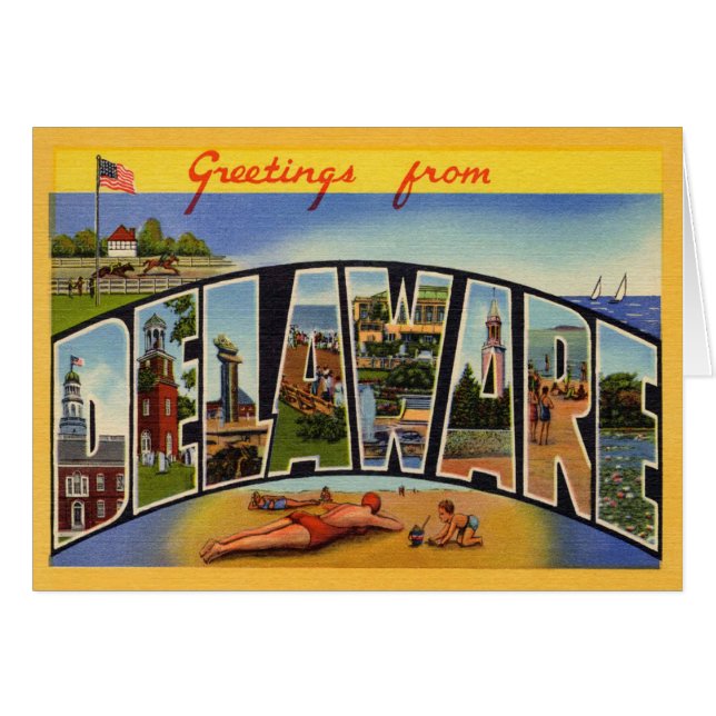 Vintage Delaware OBS Kort (Framsidan Horizontal)