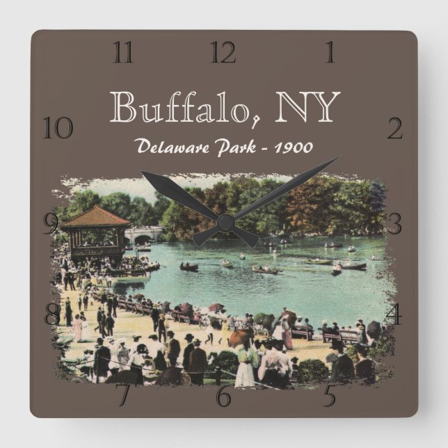 Vintage Delaware Park Buffalo NY Anpassningsbar Fyrkantig Klocka (Framsida)