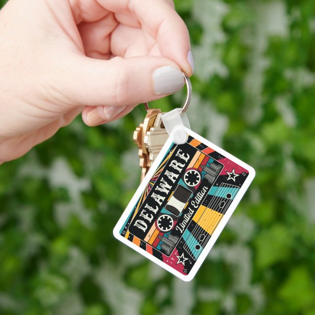 Vintage Delaware State Cassette Begränsad Edition Nyckelring (Hand)