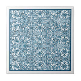 Vintage Delft Blue Botanical Lily Mönster Kakelplatta